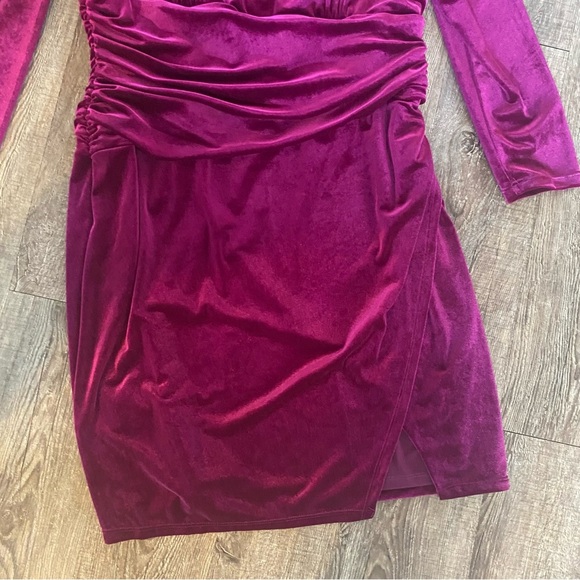 Lauren Ralph Lauren Dress Women 10 Purple Velvet Ruched Puff Sleeve Cocktail NEW - Picture 6 of 12